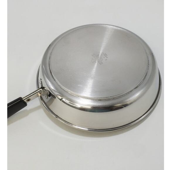 Vintage Revere Ware 1801 Tri-Ply Stainless Steel Disk Bottom 9" Fry Pan No Lid - Picture 6 of 7